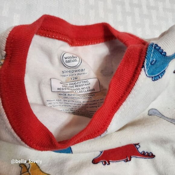 🏖 12 Months Infant Baby Dinosaur Matching Pajama Set - Picture 3 of 3